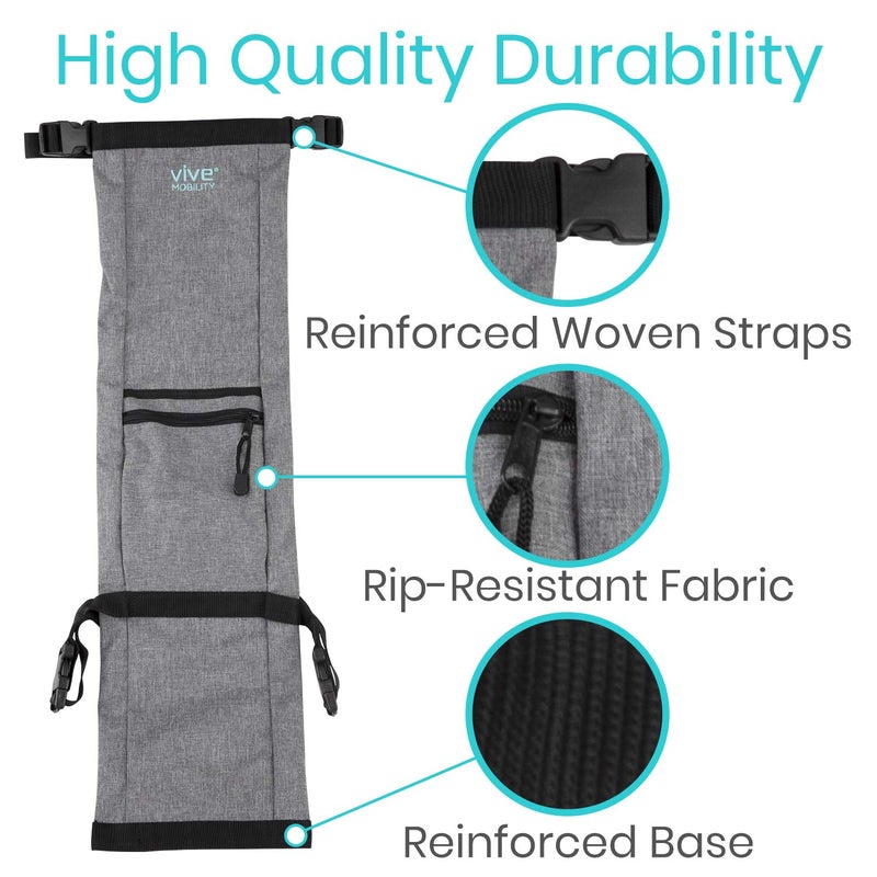 Vive Mobility Vive Oxygen Tank Holder for Wheelchair - Portable Medical Cylinder Backpack for Travel - Carrier Accessories Bag for Walker, Rollator, Scooter - Case Fits Canister Sizes M2, M4, M6, M9, C, D, E - Image 3