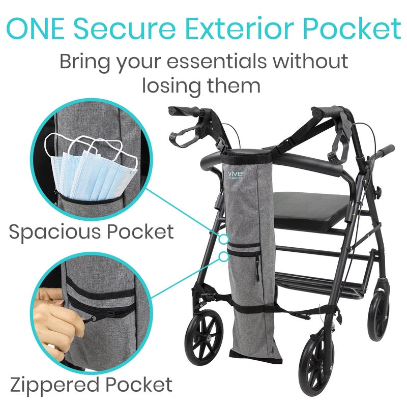 Vive Mobility Vive Oxygen Tank Holder for Wheelchair - Portable Medical Cylinder Backpack for Travel - Carrier Accessories Bag for Walker, Rollator, Scooter - Case Fits Canister Sizes M2, M4, M6, M9, C, D, E - Image 4