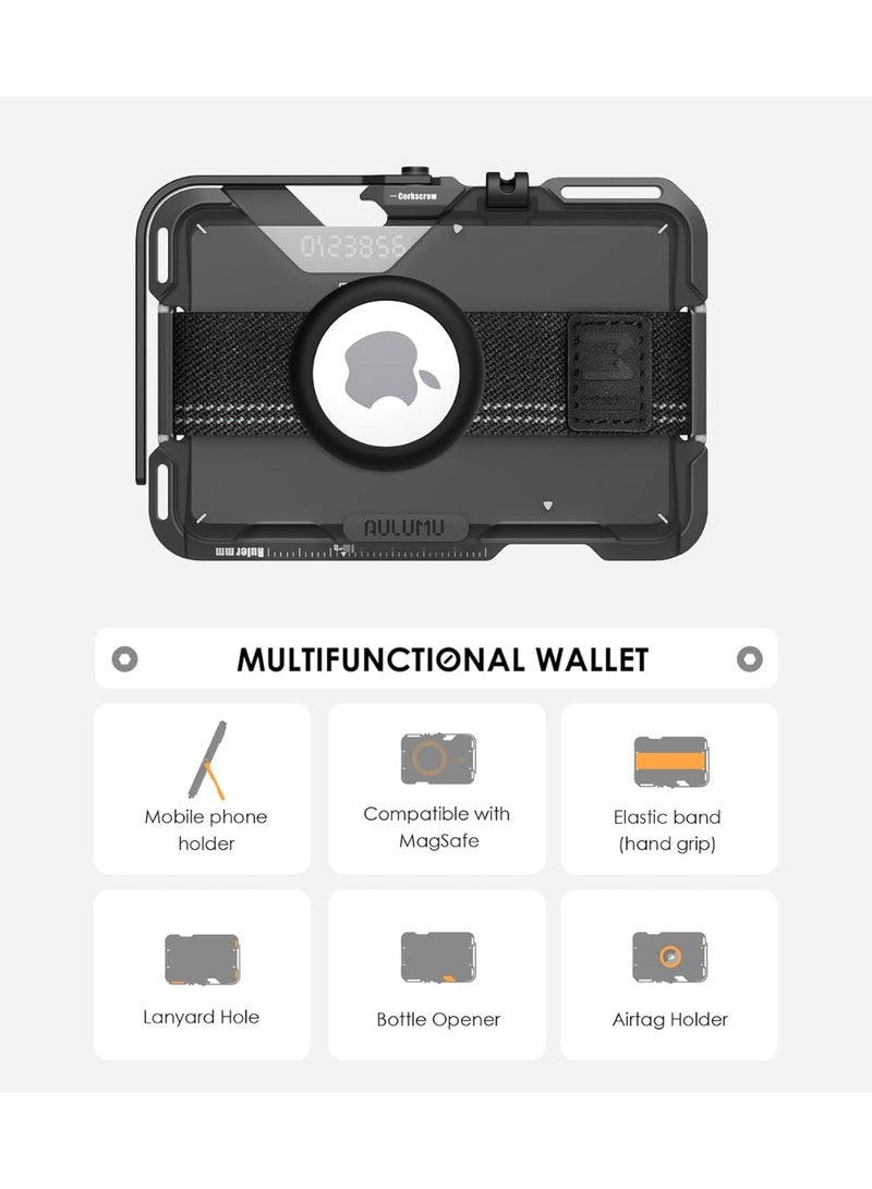 Aulumu G03 Transparently Magnetic Wallet Card Holder | Magnetic Wallet Compatible with MagSafe | Multi Function - Mobile Phone Stand/Grip | Bottle Opener | RFID Shielding Card - Translucent Grey - Image 2