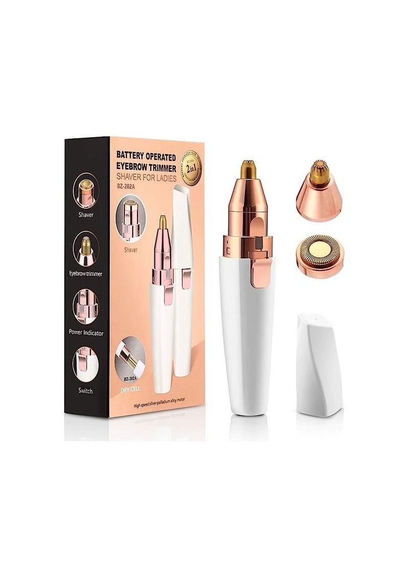 Painless Painless Hair Remover  and  Eyebrow Trimmer for Women 2 in 1 Lip Hair Removal Eyebrow Epilator Rechargeable Portable Facial Hair Remover for Women Face Bikini Peach Fuzz Upper Mustache Lip Chin  White  - Image 1