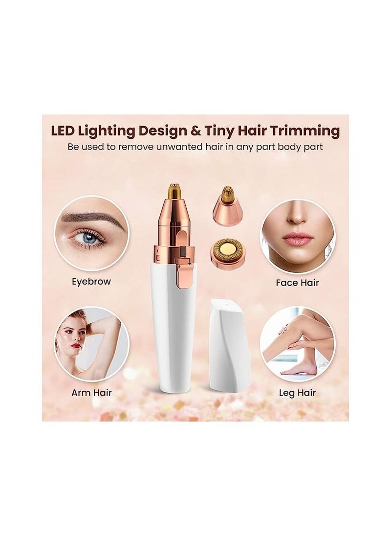 Painless Painless Hair Remover  and  Eyebrow Trimmer for Women 2 in 1 Lip Hair Removal Eyebrow Epilator Rechargeable Portable Facial Hair Remover for Women Face Bikini Peach Fuzz Upper Mustache Lip Chin  White  - Image 2
