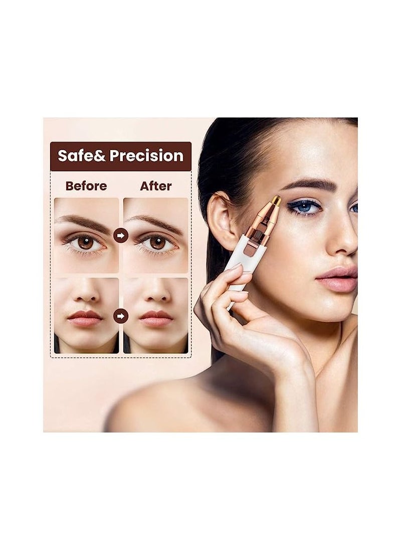 Painless Painless Hair Remover  and  Eyebrow Trimmer for Women 2 in 1 Lip Hair Removal Eyebrow Epilator Rechargeable Portable Facial Hair Remover for Women Face Bikini Peach Fuzz Upper Mustache Lip Chin  White  - Image 3