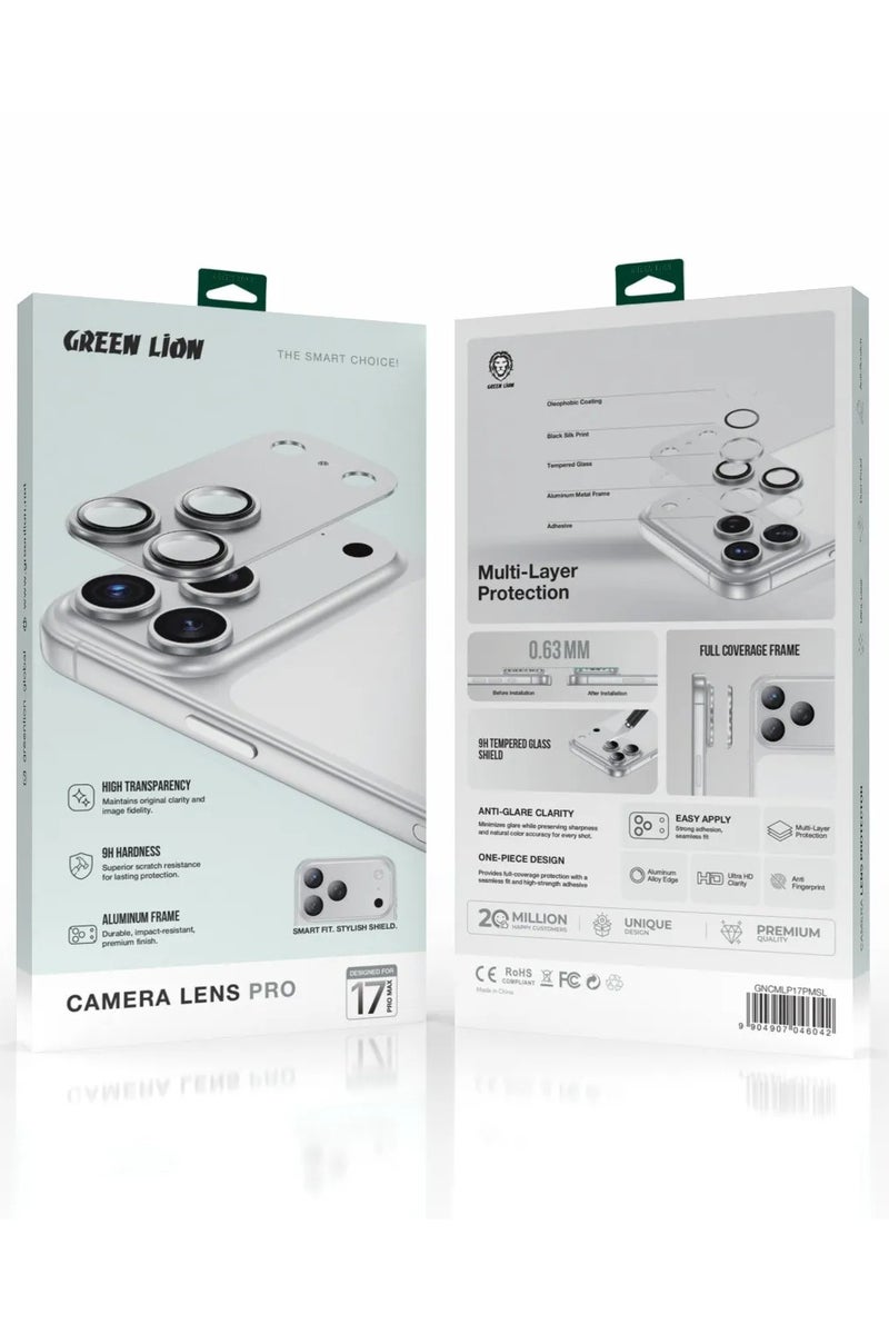GREEN LION iPhone 17 Pro Camera Lens with Multi-Layer Protection / Aluminum Alloy Edge / High Transparency / Dustproof - Blue Titanium