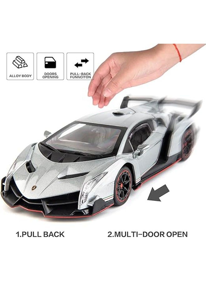 Die-cast car for Lamborghini Veneno model car 1/24 scale sports toy car doors can be opened, toy car front wheels can be steered - Image 3