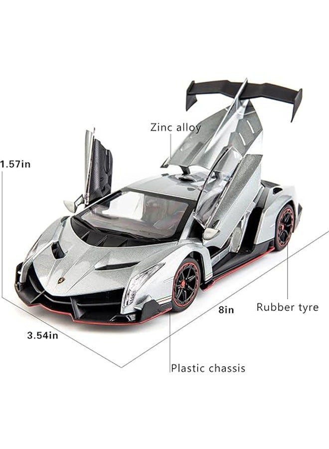 Die-cast car for Lamborghini Veneno model car 1/24 scale sports toy car doors can be opened, toy car front wheels can be steered - Image 2