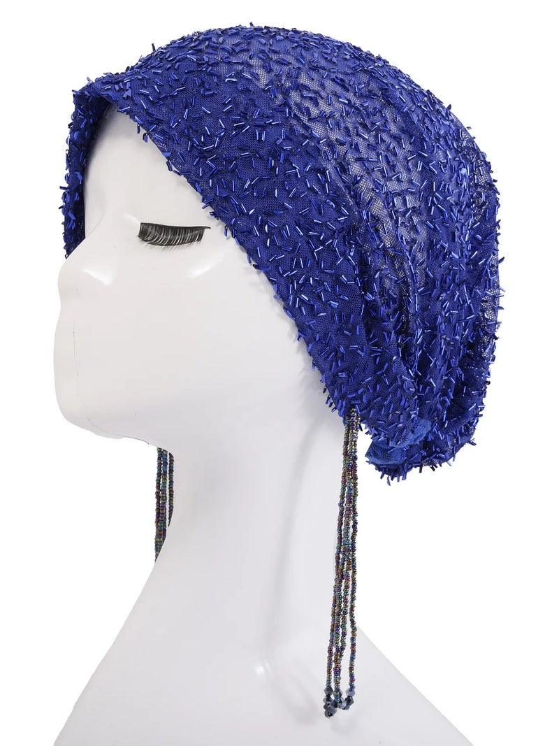 Handmade Beaded Headwrap Hat with Tassel Accessory for Women Fashion Turban Hat - Image 2