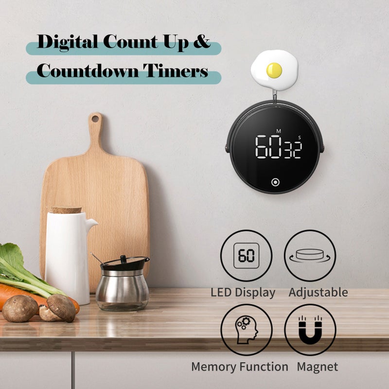 Magnet Kitchen Timer 99-Minute Digital Count Up & Countdown Timers Adjustable Angle Loud Alarm Desktop & Hanging Cooking Timer Clock for Time Management Cooking - Image 4