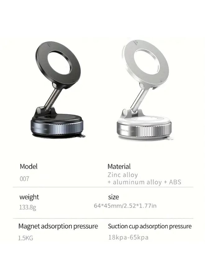 Universal White Strong Magnetic Car Phone Holder Foldable 360 Adjustable Vacuum Mount Multi Angle Rotation For All Smartphones - Image 3