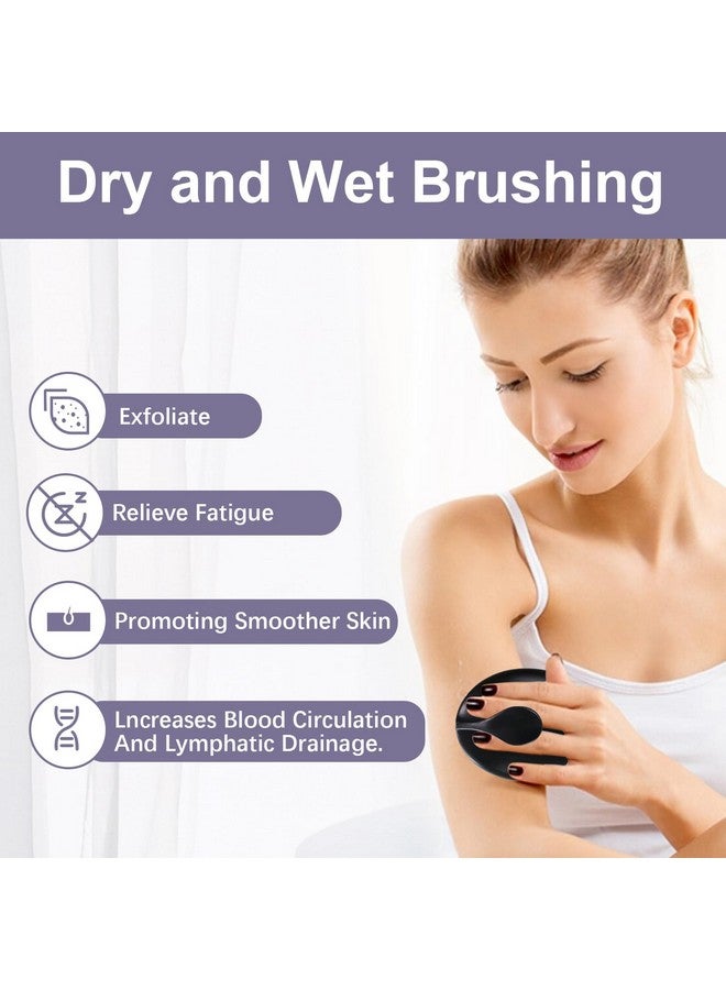VANZAVANZU Dry Brushing Body Exfoliating Brush, Anti Slip Body Scrubber for Shower, Never Mold Shower Body Cleaning Brush for Deep Cleansing & Soften Skin, Improve Circulation (Black-Boar Bristles) - Image 2