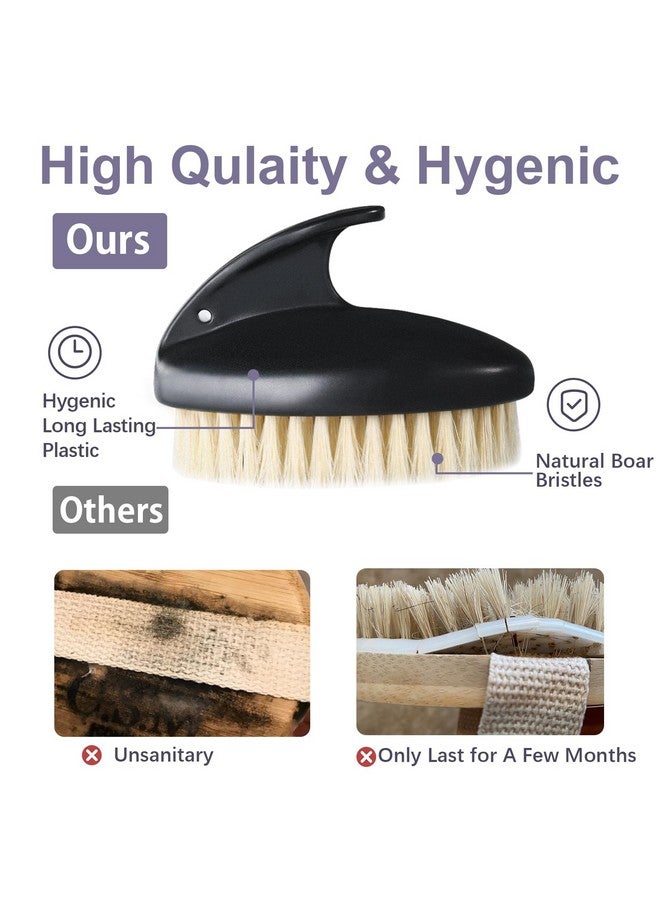 VANZAVANZU Dry Brushing Body Exfoliating Brush, Anti Slip Body Scrubber for Shower, Never Mold Shower Body Cleaning Brush for Deep Cleansing & Soften Skin, Improve Circulation (Black-Boar Bristles) - Image 3