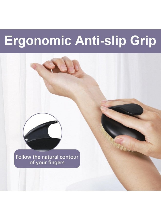 VANZAVANZU Dry Brushing Body Exfoliating Brush, Anti Slip Body Scrubber for Shower, Never Mold Shower Body Cleaning Brush for Deep Cleansing & Soften Skin, Improve Circulation (Black-Boar Bristles) - Image 4