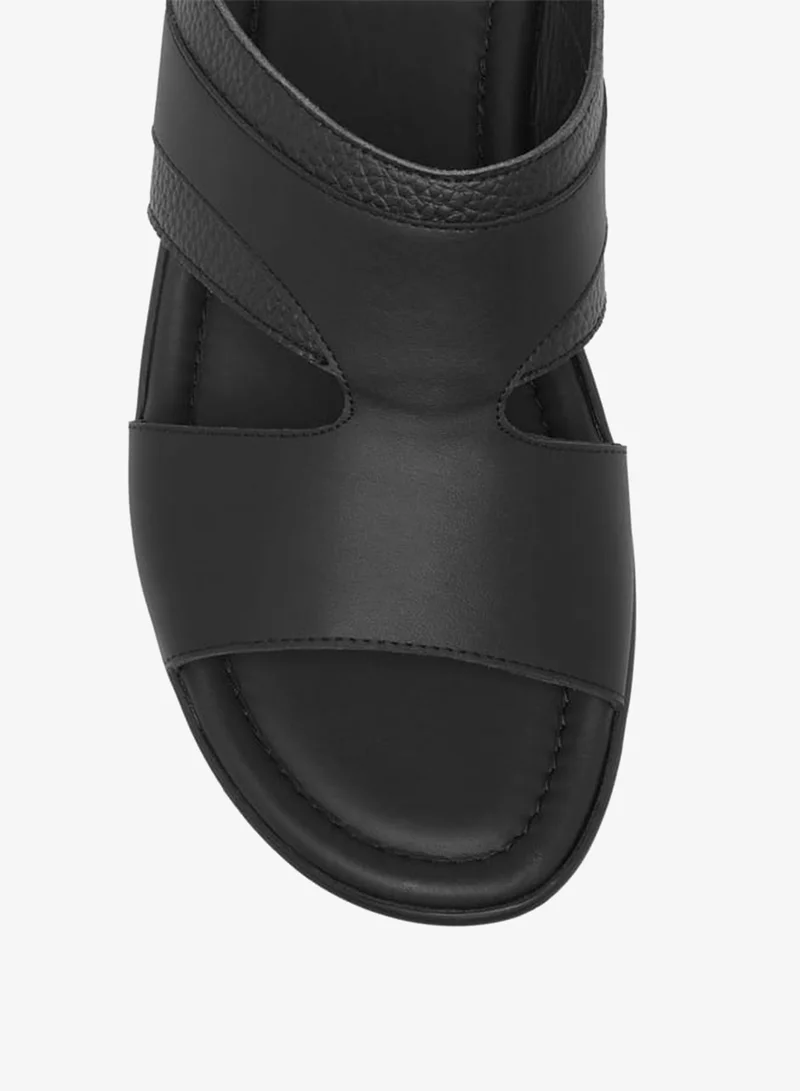 LBL by Shoexpress BLACK Men's Textured Slip-On Arabic Sandals Ramadan Collection for Men | Best Price UAE