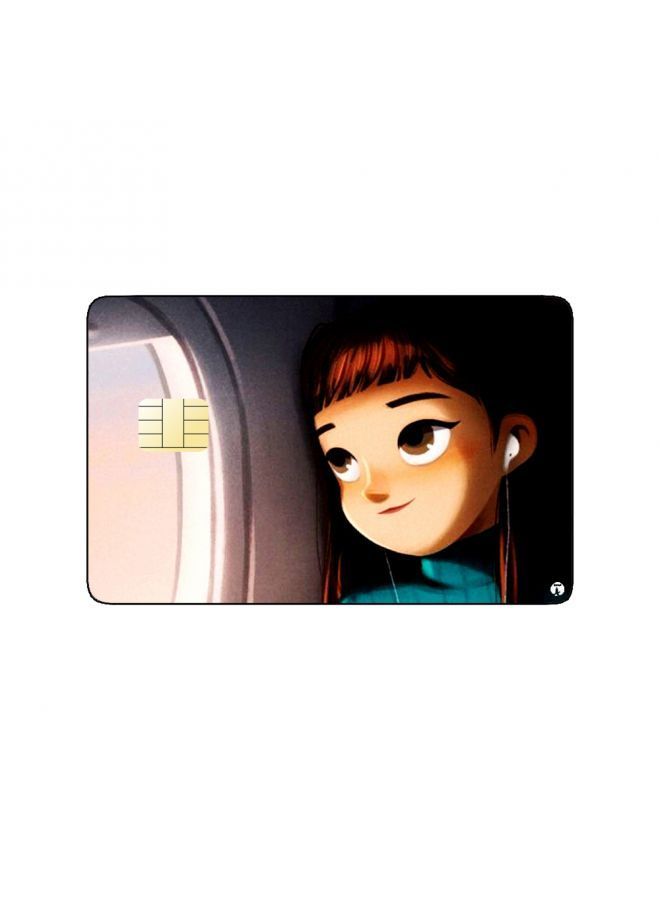 RKN PRINTED BANK CARD STICKER Cute Girl Drawing In Airplane - Image 2