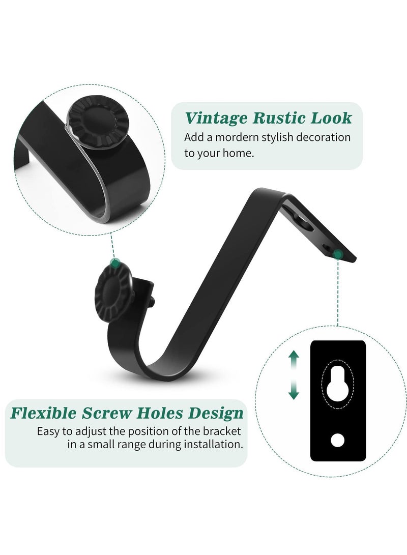 Ceiling Curtain Rod Bracket, Heavy Duty Curtain Rod Holders, Black 4 Pack Ceiling Curtain Rods Hooks Hangers Fit for 3/4 to 9/10 Inch Drapery Poles - Image 2