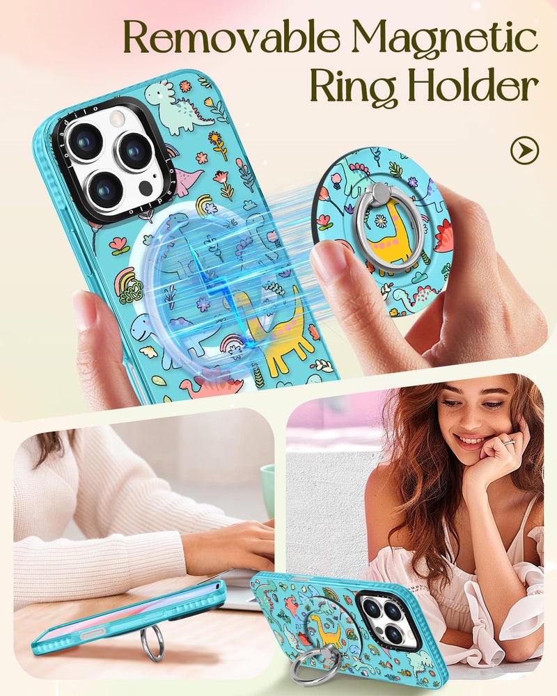 Lotadilo Case for iPhone 16 Pro Max Case Compatible with Magsafe Ring Holder Stand - for Women Dinosaur Design TPU Phone Cover for Girls Girly Funny Fashion - Image 4