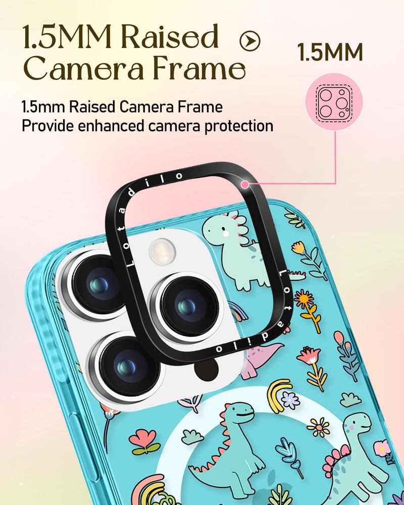 Lotadilo Case for iPhone 16 Pro Max Case Compatible with Magsafe Ring Holder Stand - for Women Dinosaur Design TPU Phone Cover for Girls Girly Funny Fashion - Image 3