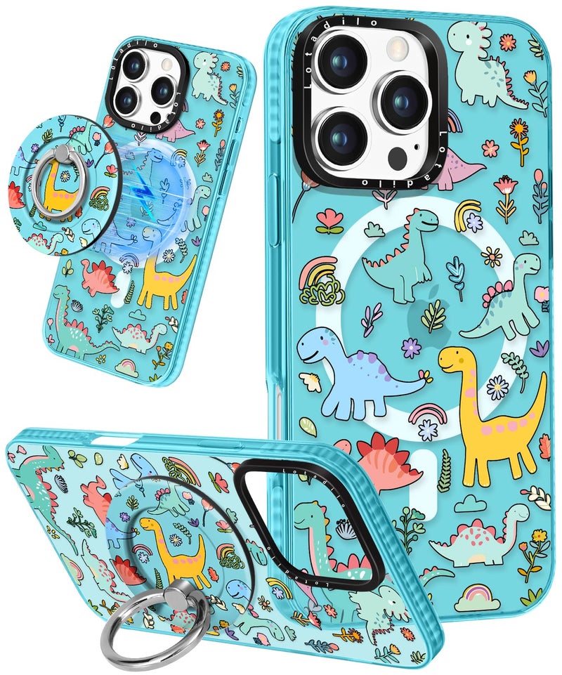 Lotadilo Case for iPhone 16 Pro Max Case Compatible with Magsafe Ring Holder Stand - for Women Dinosaur Design TPU Phone Cover for Girls Girly Funny Fashion - Image 1