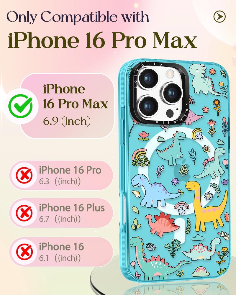 Lotadilo Case for iPhone 16 Pro Max Case Compatible with Magsafe Ring Holder Stand - for Women Dinosaur Design TPU Phone Cover for Girls Girly Funny Fashion - Image 2
