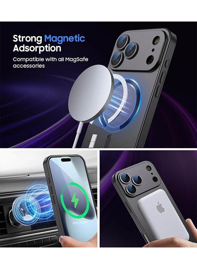 Magnetic Case for iPhone 17 Pro Max, [MagSafe Compatible][Built-in Camera Lens Protector][Light Slim] Soft Silicone Bumper Shockproof Metallic Luster Phone Case for iPhone 17 Pro Max 6.9 inch, Black - Image 5