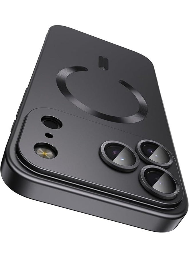 Magnetic Case for iPhone 17 Pro Max, [MagSafe Compatible][Built-in Camera Lens Protector][Light Slim] Soft Silicone Bumper Shockproof Metallic Luster Phone Case for iPhone 17 Pro Max 6.9 inch, Black - Image 1