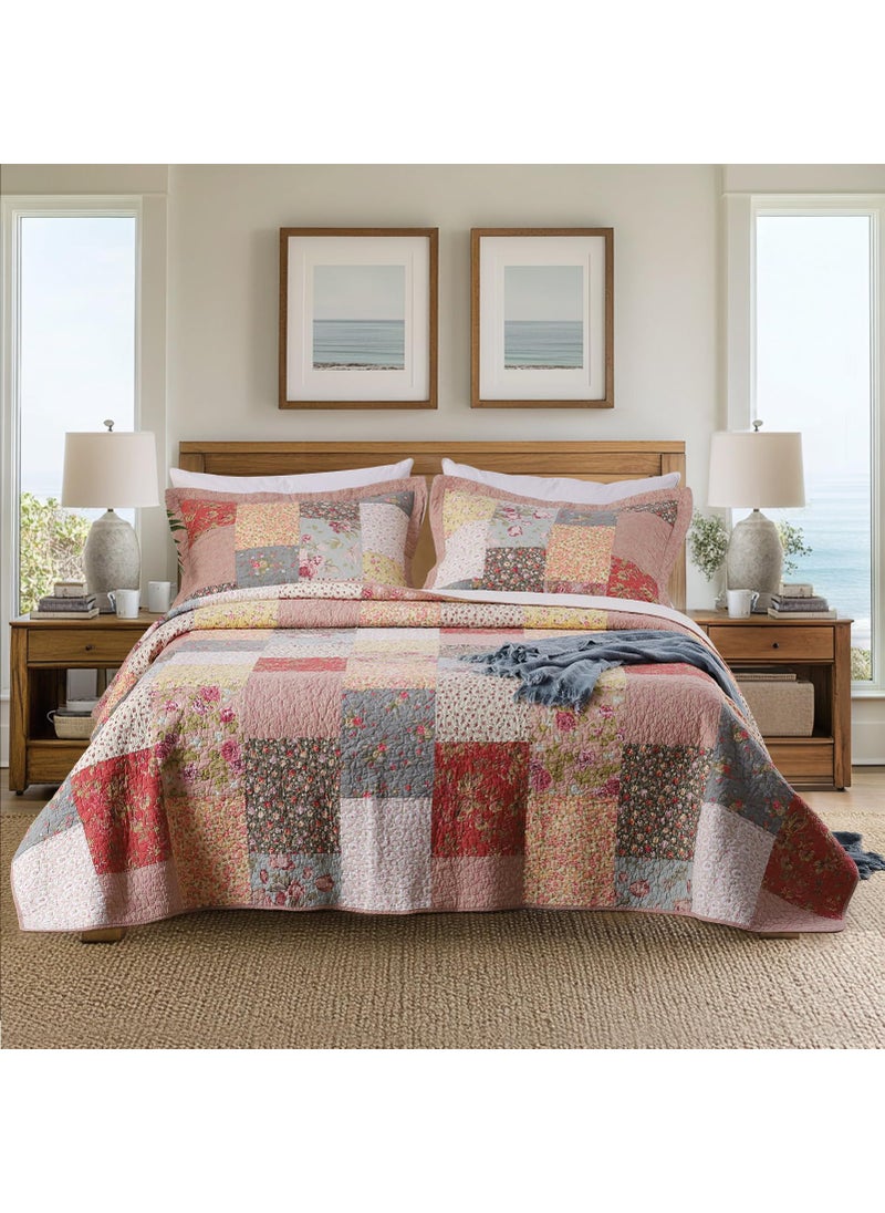 KASENTEX KASENTEX Authentic 100 Cotton EasyClean  Luxury Boho Quilt TwinTwin XL Size with Decorative Floral Patchwork Design Soft Breathability Bedding Oversized Bedspread BohoRoyal Garden 