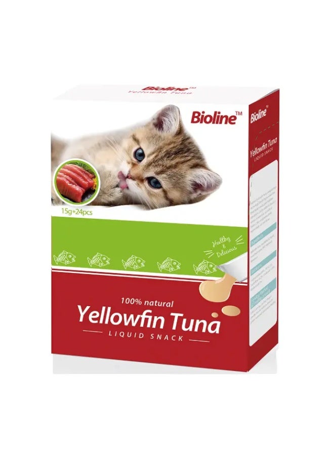 بايولاين مكافآت بيولاين للقطط ١٥ غ × ٢٤ [نكهة - تونة صفراء الزعانف]