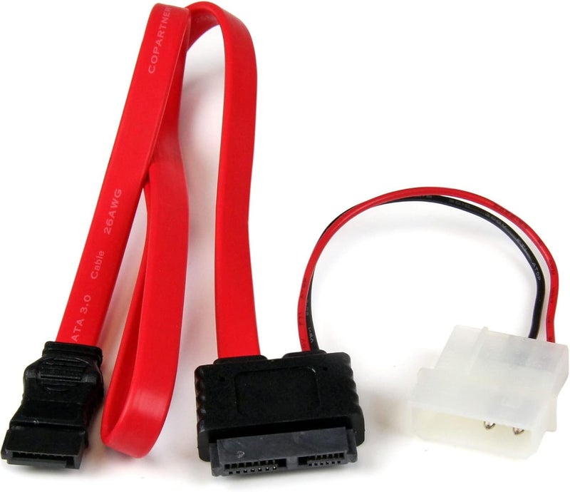 StarTech.com 36in Slimline SATA to SATA with LP4 Power Cable Adapter - Red
