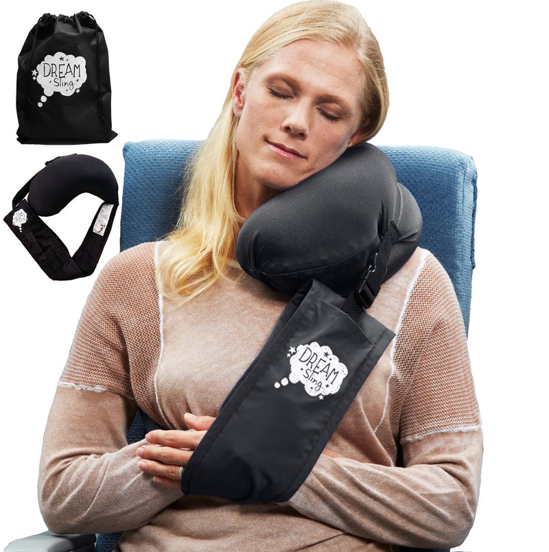 DreamSling DreamSling Travel Pillow  First Neck Pillow with an ArmSling Supports The Head Body and Arms Providing The Leaning Support Perfectly Balanced Sleep System Anywhere Navy
