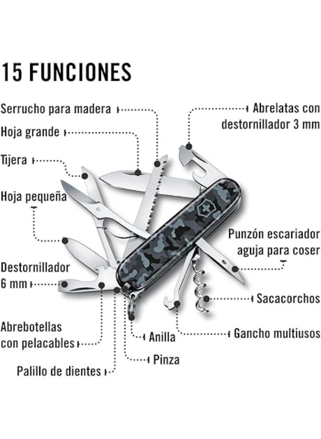 VICTORINOX HUNTSMAN MEDIUM POCKET KNIVIES 1.3713.942 NAVY CAMOUFLAGE Swiss made pocket knife with 15 functions - Image 5
