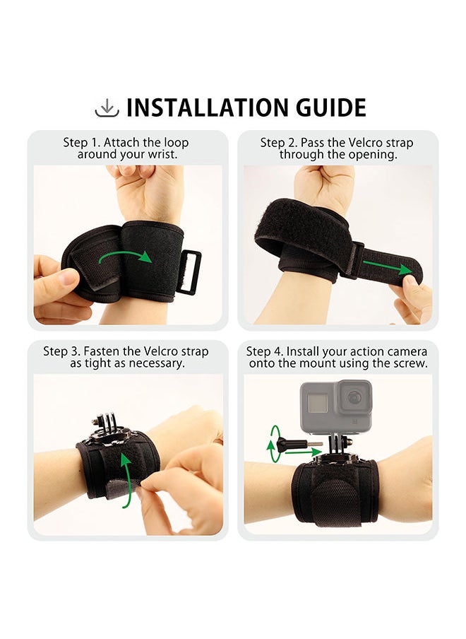 O Ozone Adjustable Wrist Strap Mount 360 Degree Rotating Arm Band Holder for GoPro Hero 11 10 9 8 7 6 5s 5 4s 4 3& and More Camera Accessories  - Image 3