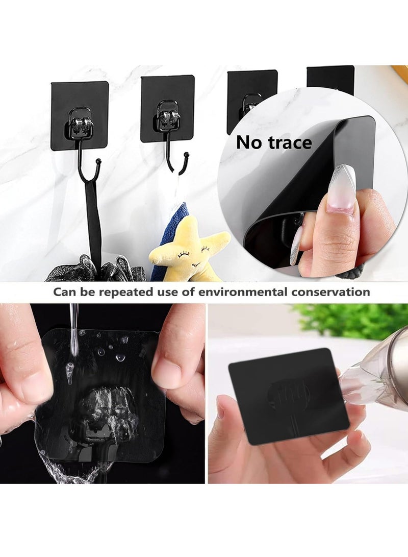 SYOSI Adhesive Hooks 20Pcs Black Wall Hook Versatile Hooks Robe Towel Hooks Waterproof for Bathrooms Kitchen Shower Sticky Adhesive Wall Hooks for Hanging Towel Robes Loofah Utensils Key - Image 3
