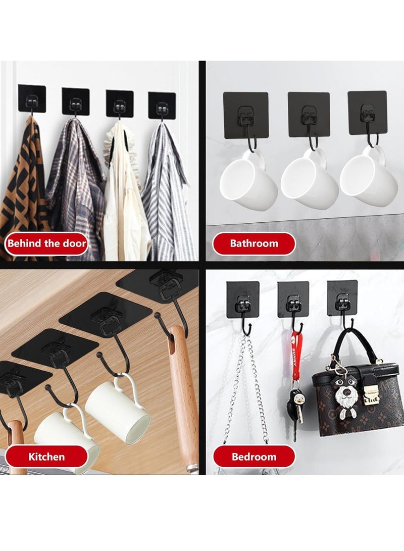 SYOSI Adhesive Hooks 20Pcs Black Wall Hook Versatile Hooks Robe Towel Hooks Waterproof for Bathrooms Kitchen Shower Sticky Adhesive Wall Hooks for Hanging Towel Robes Loofah Utensils Key - Image 4