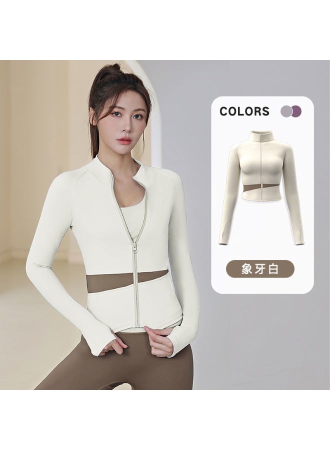 Women's Yoga Suit  Style Pullover Training Fitness Top Morning Running Quick Dry Sport Color Block Long Sleeve Jacket - Image 1
