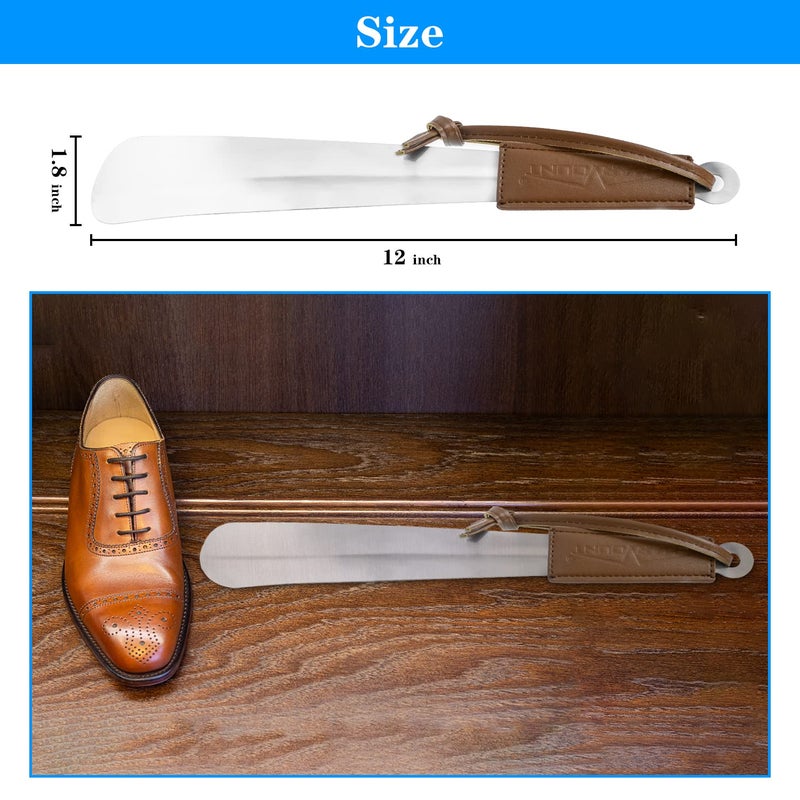 Charmount Metal Shoe Horn - 12 Inch Long Shoe Horns for Senior, Men, Women, Kids, Stainless Steel Shoehorn with Handle (Durable, Upgraded 2mm Thick) - Image 4