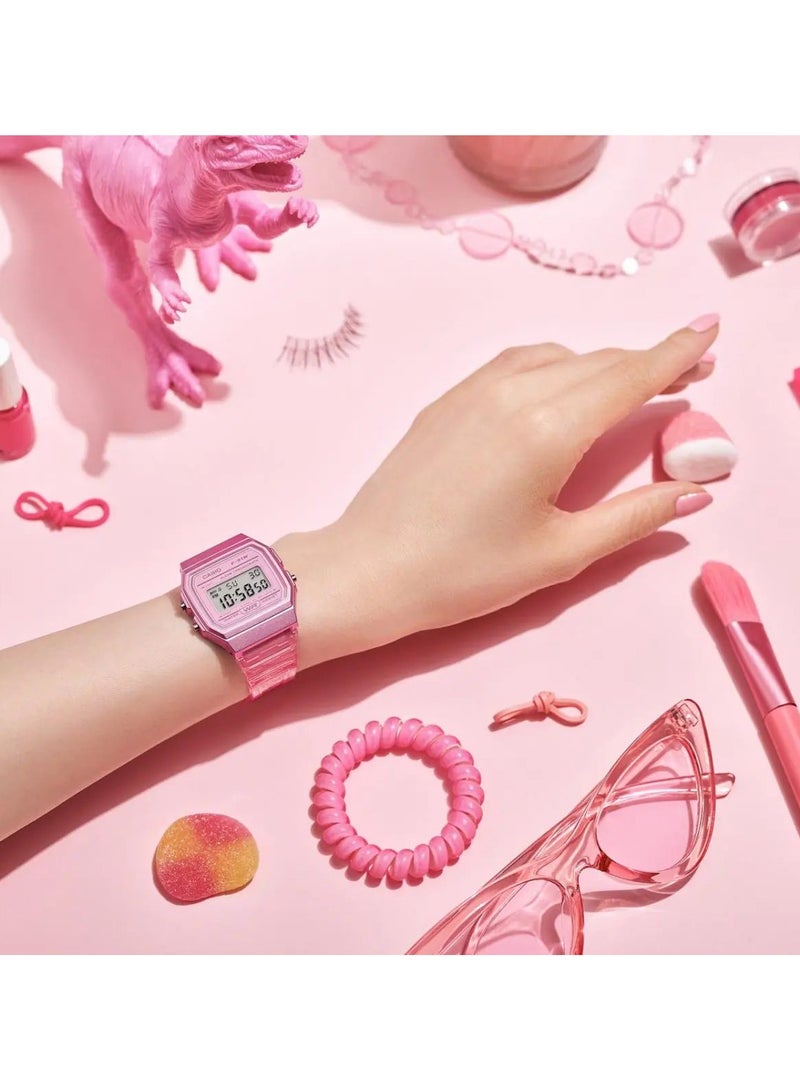 كاسيو ساعة رقمية للنساء بسوار من الراتنج باللون الوردي -F-91WS-4DF - Image 2