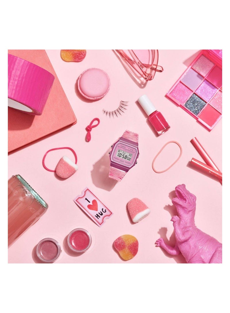 كاسيو ساعة رقمية للنساء بسوار من الراتنج باللون الوردي -F-91WS-4DF - Image 3