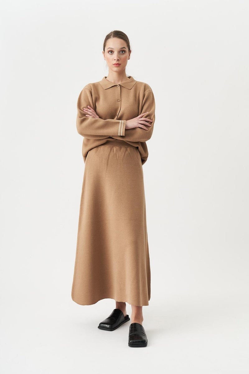 Mevra Striped Knit Tunic Latte  - Image 4