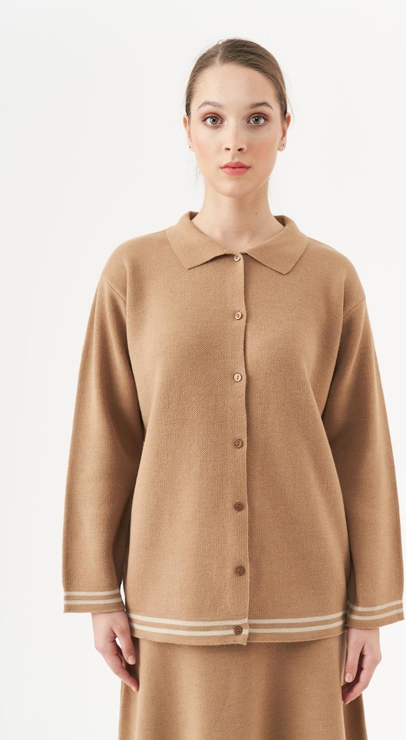 Mevra Striped Knit Tunic Latte  - Image 5