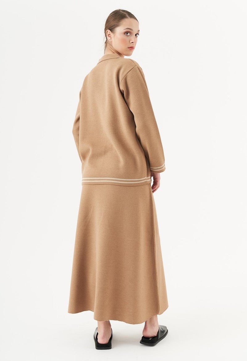 Mevra Striped Knit Tunic Latte  - Image 2