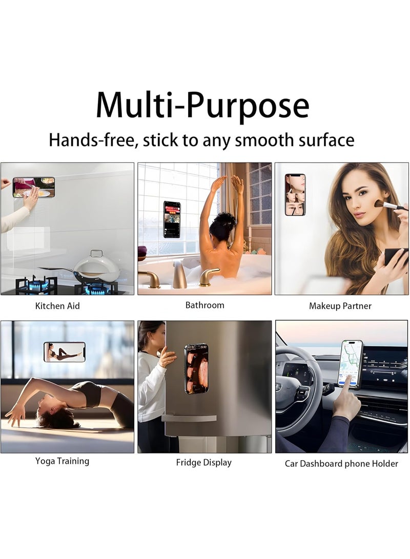 Silicone Double-Sided Suction Phone Grip Detachable Mount - Car Dashboard/Shower Phone Holder, Hands-Free For Selfies u0026 Videos, TikTok, ASMR, Yoga - iphone u0026 Android Compatible - Image 3