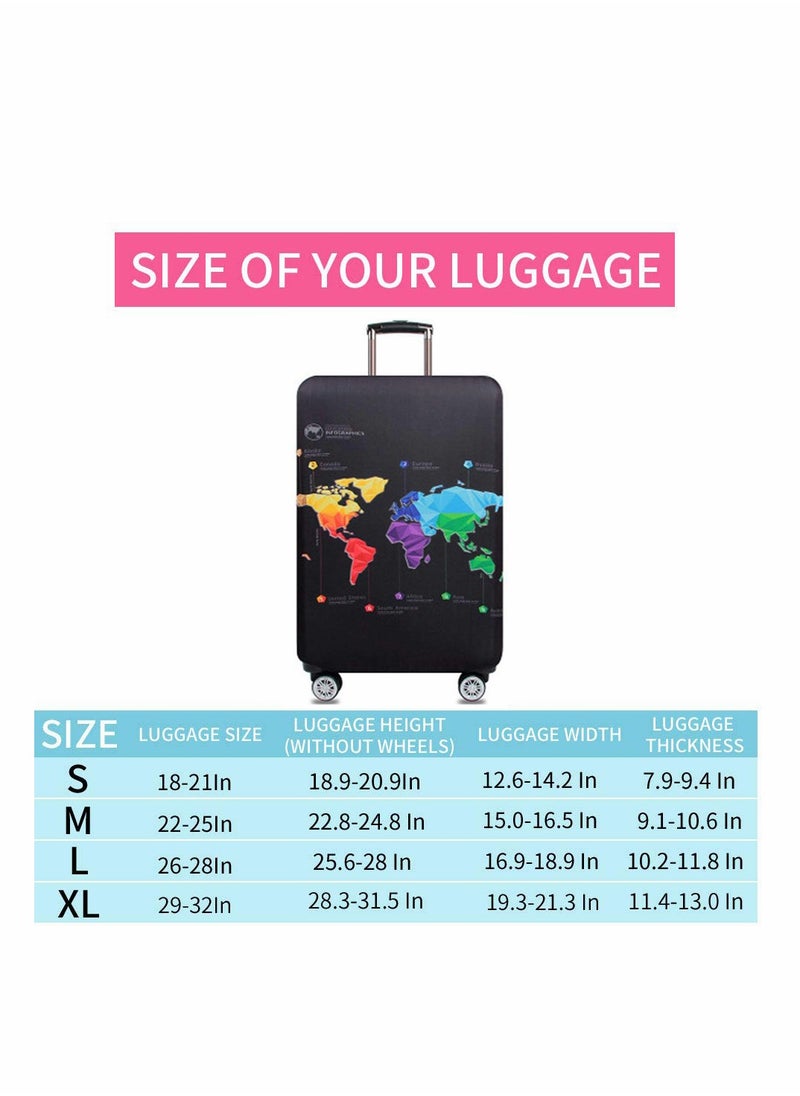 Generic Luggage Cover, Water-Washable Suitcase Cover, Spandex Elastic Anti Scratch Luggage Protective Covers for 26-28 Inch Trolley Case for Business Trip School Daily Usin (Map)  - Image 5