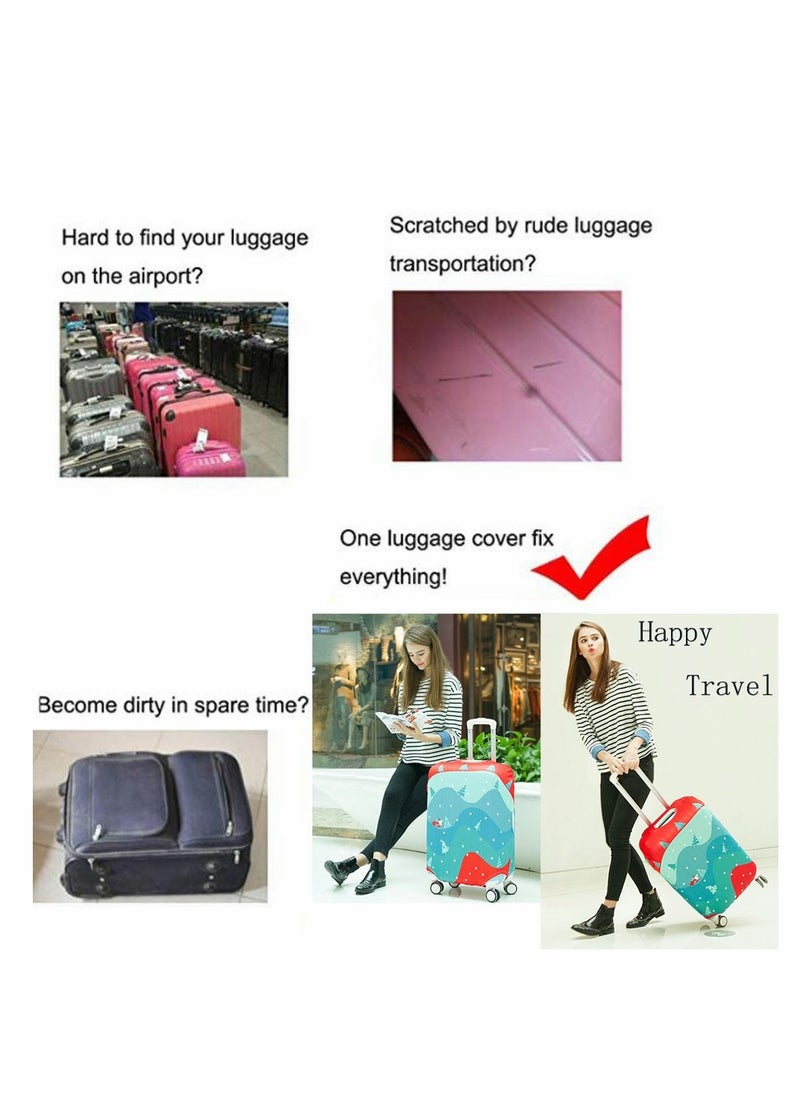 Generic Luggage Cover, Water-Washable Suitcase Cover, Spandex Elastic Anti Scratch Luggage Protective Covers for 26-28 Inch Trolley Case for Business Trip School Daily Usin (Map)  - Image 2