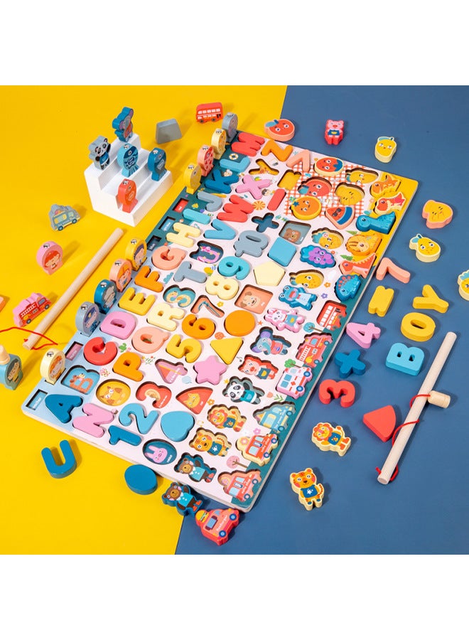 Hot-selling Children's Toys Digital Puzzle Assembled Building Blocks Early Education Educational Boys' And Girls' Baby Fishing Logarithmic Board-Color:Nine-in-one Pair Of Counting Plates - Image 4