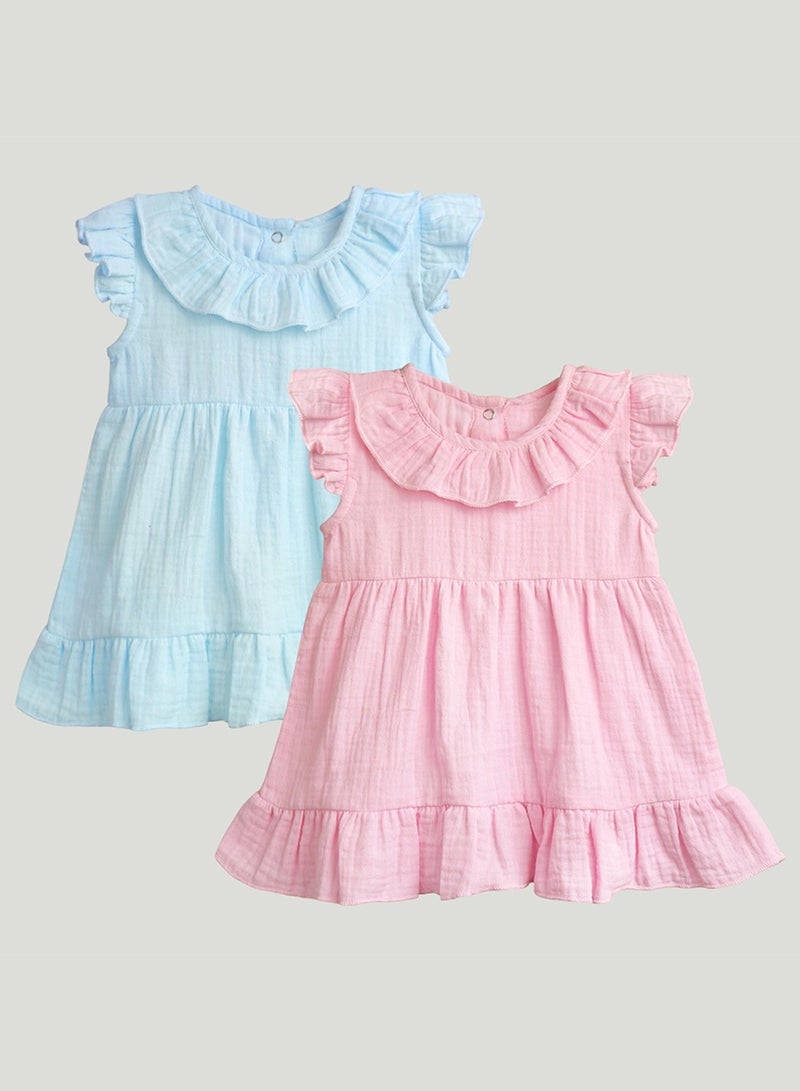 LUAY Baby Girls Midi/Knee Frocks - Cute & Trendy Summer Dress | 100% Linen Fabric | Perfect Birthday Gift  - Image 1