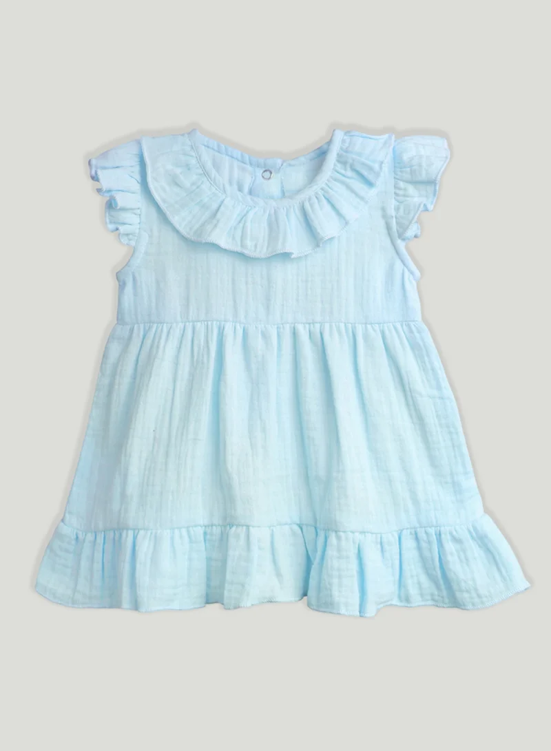 Luay Blue Baby Girls Midi/Knee Frocks - Cute & Trendy Summer Dress | 100% Linen Fabric | Perfect Birthday Gift for Women | Best Price UAE