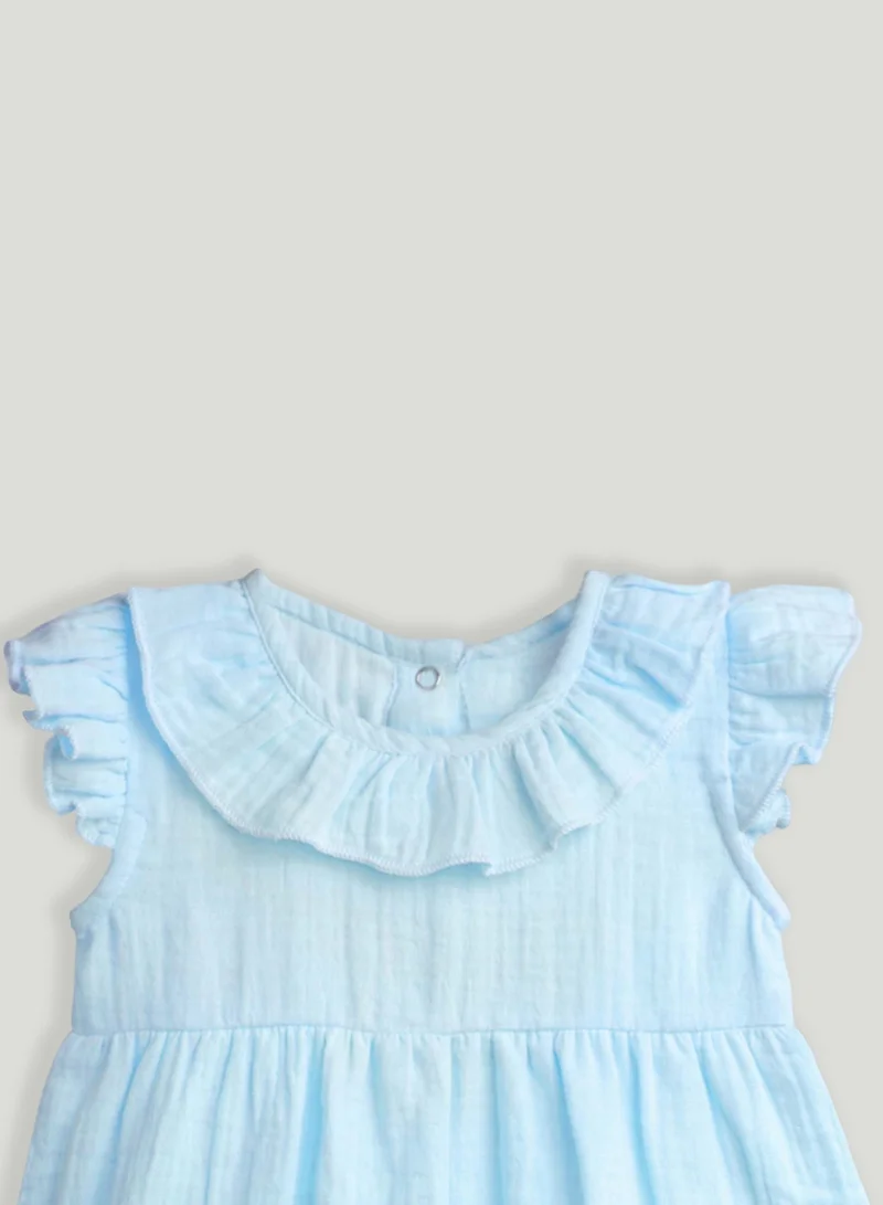 Luay Blue Baby Girls Midi/Knee Frocks - Cute & Trendy Summer Dress | 100% Linen Fabric | Perfect Birthday Gift for Women | Best Price UAE