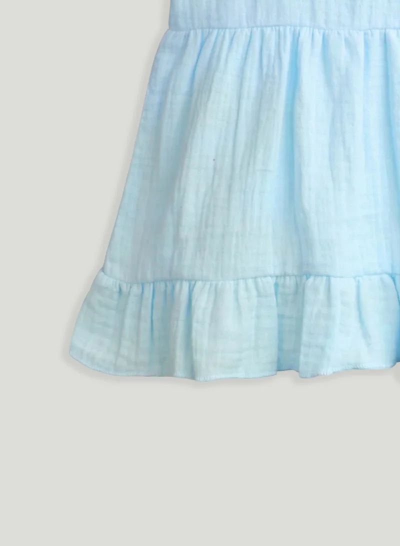 Luay Blue Baby Girls Midi/Knee Frocks - Cute & Trendy Summer Dress | 100% Linen Fabric | Perfect Birthday Gift for Women | Best Price UAE