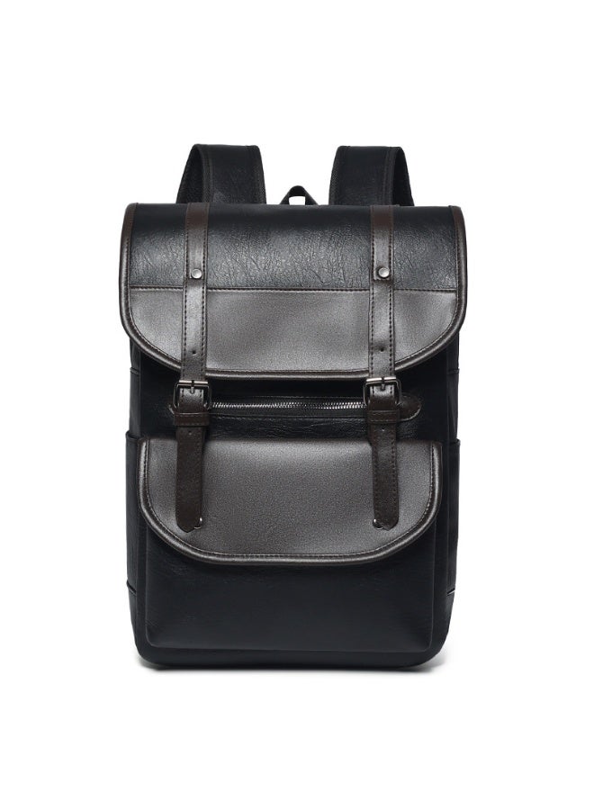 Men's Vintage Business Laptop Backpack Large Capacity Travel School Rucksack Black - Image 1