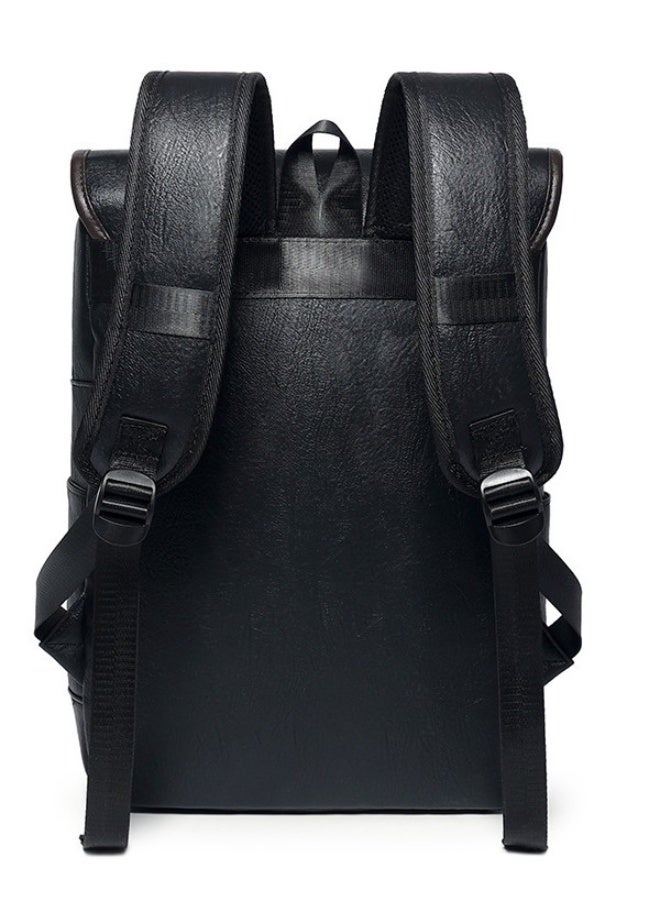 Men's Vintage Business Laptop Backpack Large Capacity Travel School Rucksack Black - Image 2