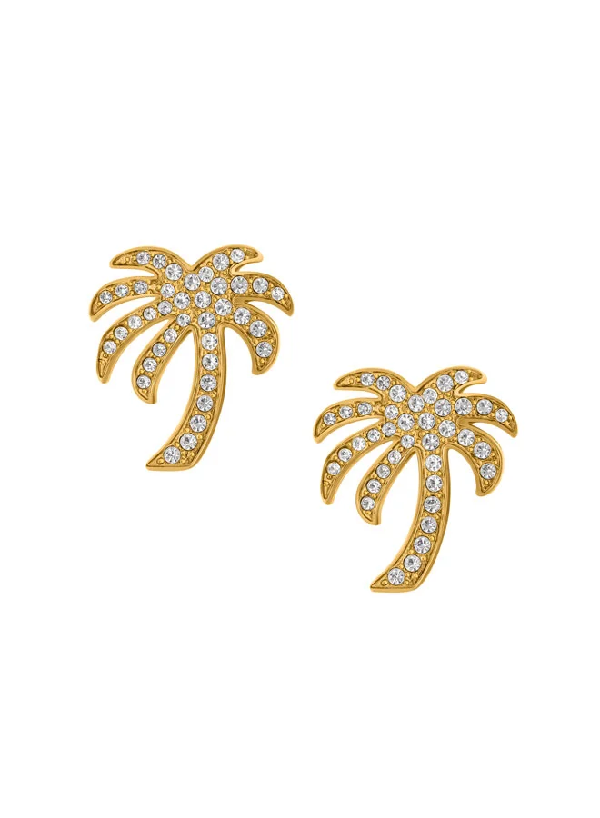 بالم انجلز Segno Yellow Gold Plated Stainless Steel Stud Earrings for Women